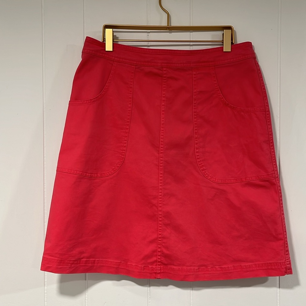 Boden A Line Skirt Stretch Flat Front Pockets Coral Pink Cotton‎ Blend Women 8L
